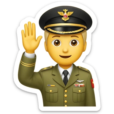 Eine salutierenden Emoji (Hautfarbe: gelb ) in Armee Klamotten männlich; salutierend mit der rechten Hand und auf der Höhe der Stirn  sticker