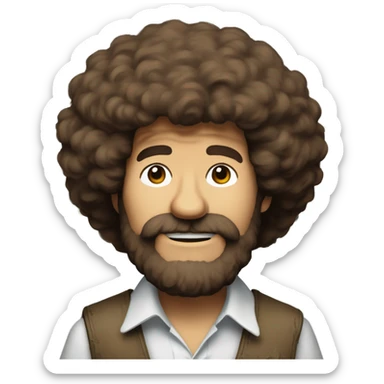 Bob Ross painting the word no  sticker