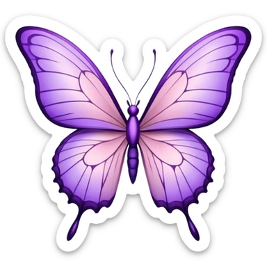 a stunningly detailed butterfly with lilac and purple wings. The wings should display a harmonious blend of swirling and geometric designs, giving them a mystical and artistic feel. The butterfly should have a graceful, elongated body with a subtle metallic sheen, enhancing its enchanting presence. lavender blush  sticker