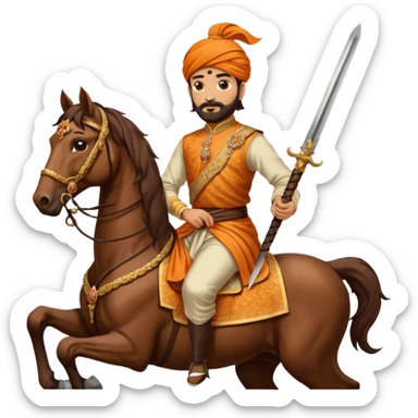 Make a emoji of Chatrapati Shivaji Maharaj in hand must have sward and horse sticker
