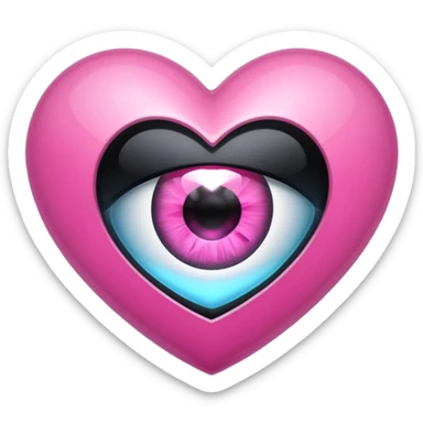 A black heart Gem with a pink eye in the center sticker