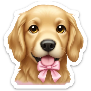 Golden retriever with light pink bow sticker