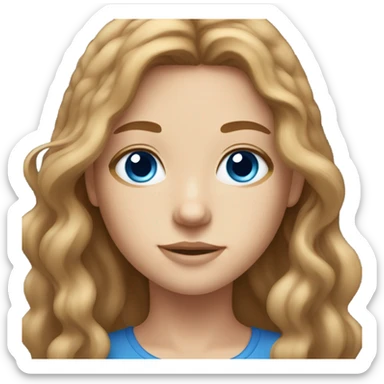 Long light brown hair and blue eyes and freckles  sticker