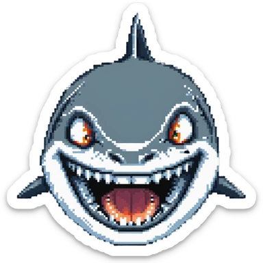shark face close-up with pointy white teeth in open jaws sticker