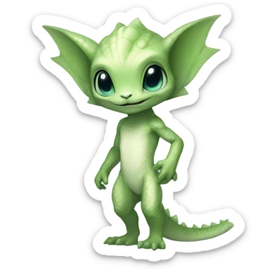 Chibi, White, Anthro-Sona-Lizard-Alien-Fakémon, Full Body sticker