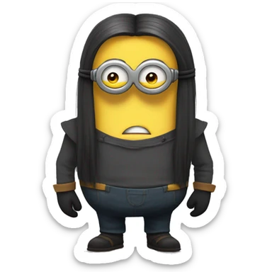 despicable 4 character mega minion with long brown hair sticker