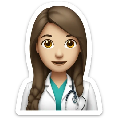 Doctor, female, long brown straight hair, brown eyes, white skin sticker