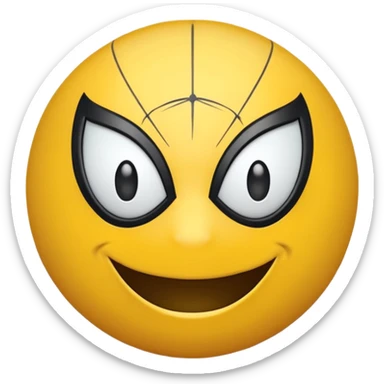 create a yellow emoji of spiderman. style old emoji sticker