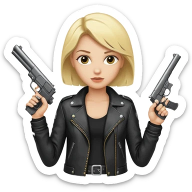 blonde rockstar holding a gun sticker