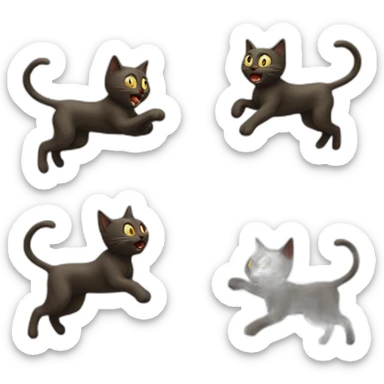 a cat running from god because he made a pact with the devil sticker