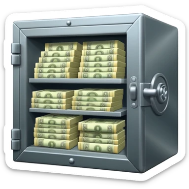 unlocked bank vault full of cash sticker