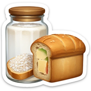 a one victorian bottle of salt and a loaf of bread sticker