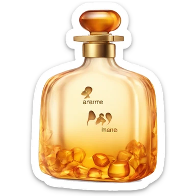 perfume bottle with amber romance written on it sticker
