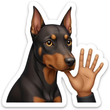 hand petting doberman sticker