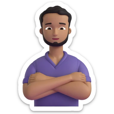 man with his hands on his neck and his arms crossed sticker