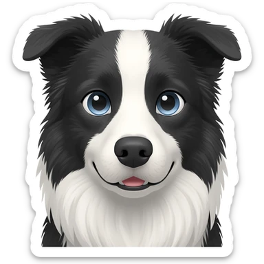 Face of senior female working border collie emoji with grey blue eyes sticker