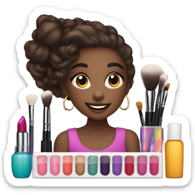 Makeup kit and a girl sticker