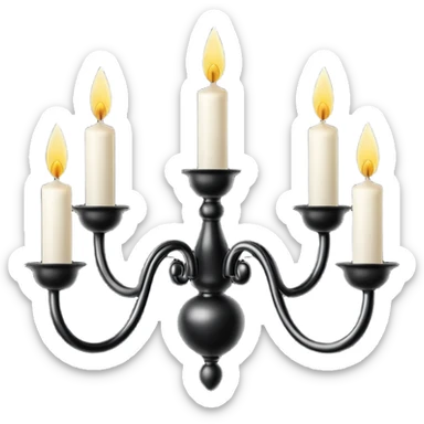 Simple minimalistic black Ceiling chandelier with white candles sticker