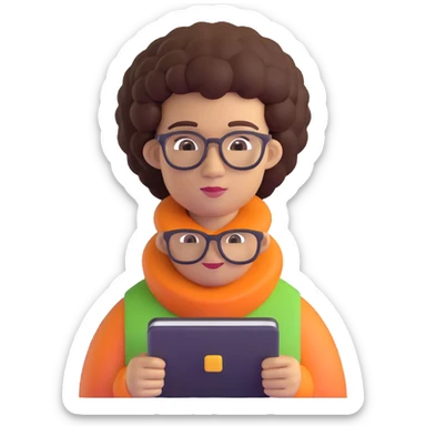 light skin nerd with afro sticker