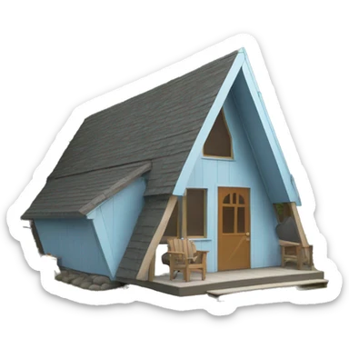 Light blue a-frame cabin sticker