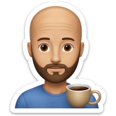 men with coffee no hair, 3 day beard sticker