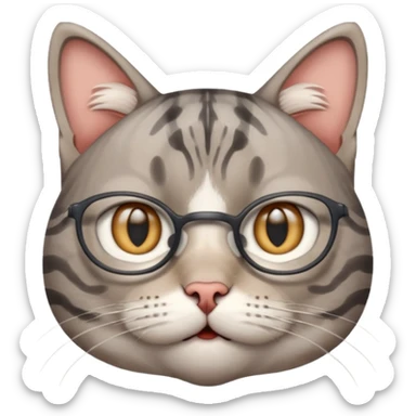 generate a nerdy, confused cat who is also in a state of panic sticker