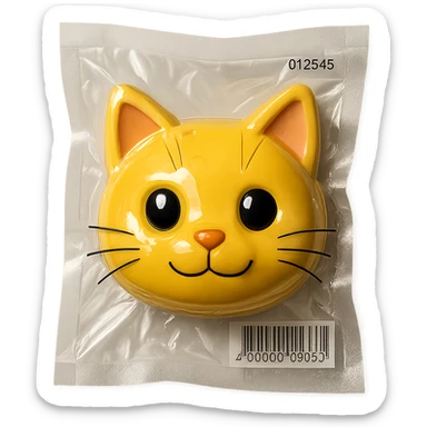 cute cat face with glossy reflections in vacuum-sealed style sticker