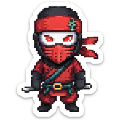 Masked ninja, red headband sticker
