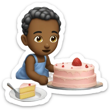 Bébé qui mange un gâteau sticker