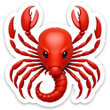 A 3D cartoon Scorpio zodiac sign in red, glossy texture, simple background, Memoji-style rendering. sticker