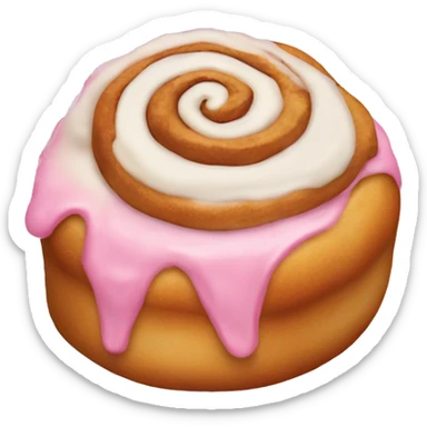 a cinnamon roll with pink frosting sticker