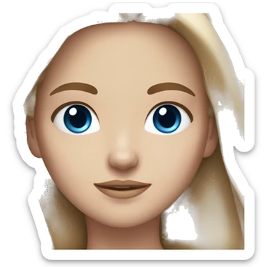 White girl with long brown hair and blue eyes  sticker