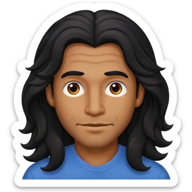 Männlich, lange gewellte schwarze Haare, braune Haut  sticker