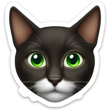 Cute Dark brown Tuxedo cat with green eyes sticker