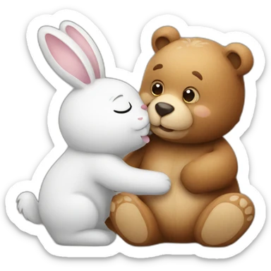 Bear and bunny kissing sticker