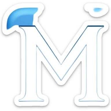 create capital letter "M" INSIDE THE BLUE COLOR SQUARE shape sticker