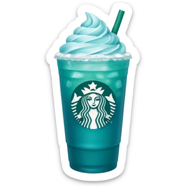 Teal-blue colored Starbucks refresher no whipped cream sticker
