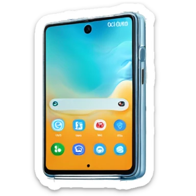 Realistic isolated icy blue samsung galaxy z fold 5 smart phone. sticker