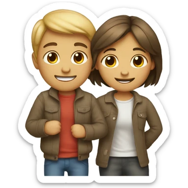 A girl and a guy in pair images hug each other sticker