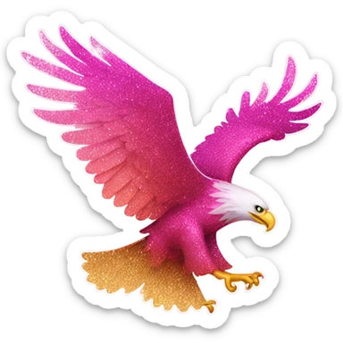 Pink ombre eagle with glitter  sticker