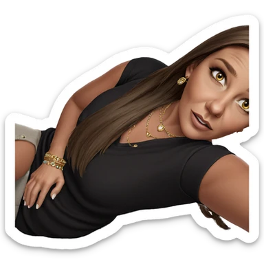 brown haired girl with jewelry sticker