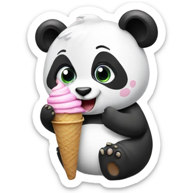 Panda eating ice cream sticker
