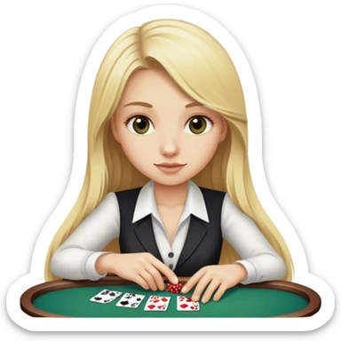 Blonde girl with long hair playing blackjack sticker