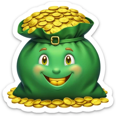 Big bag of money with greedy leprechauns sticker