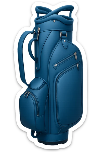 Edit the golf bag emoji by changing all red and shades of red to blue and shades of blue, while keeping the rest of the emoji unchanged. Preserve the transparent background. sticker