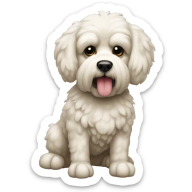 perro raza caniche hembra abrazado a un mono de peluche sticker