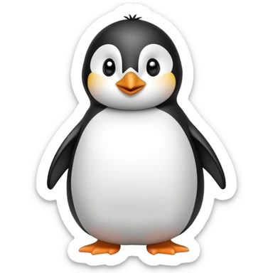 Cute cartoon penguin with a round belly, standing upright sticker