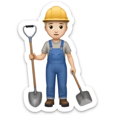человек стоит с лопатой sticker