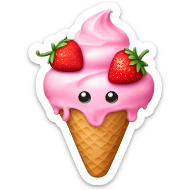 Ice cream strawberry sticker
