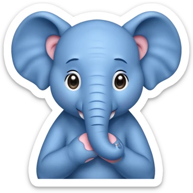 sweet blue elephant, hands in front, sad tears sticker